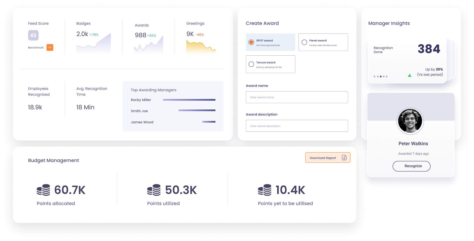 Recognition dashboards